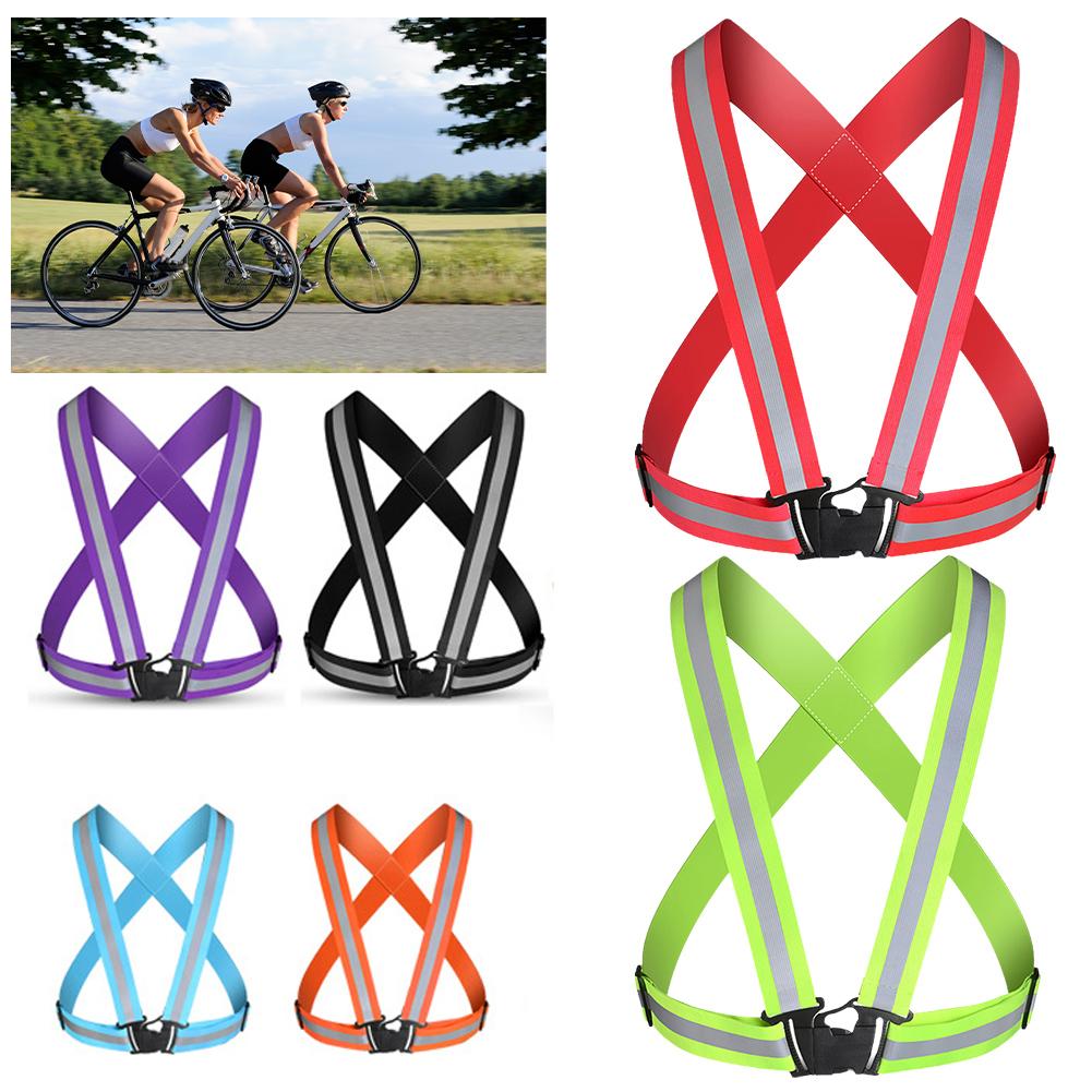 Running Gear Satisfy - เสื้อกั๊กนิรภัยแบบปรับได้สำหรับกิจกรรมกลางแจ้ง เสื้อกั๊กสะท้อนแสงสำหรับเดินกลางคืน สายรัดนิรภัยสำหรับปั่นจักรยานน้ำหนักเบา อุปกรณ์วิ่งกันน้ำ