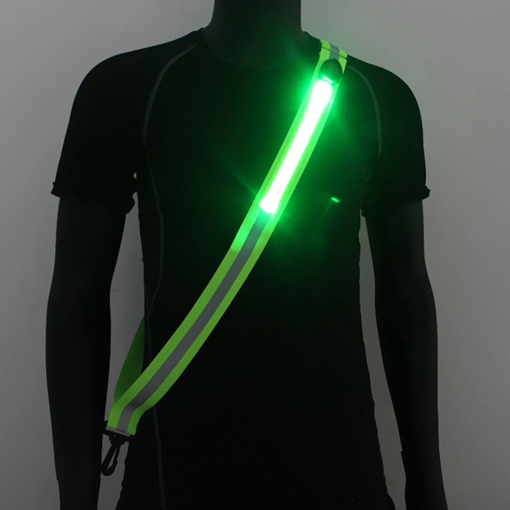 Running Gear Green - อุปกรณ์สะท้อนแสงแบบชาร์จ USB สายรัดสะท้อนแสง LED ความปลอดภัยสูง สายสะท้อนแสง