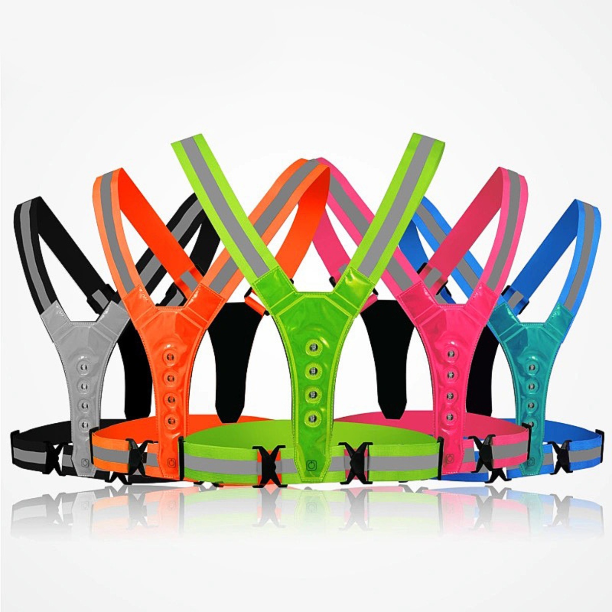 Running Gear Satisfy - เสื้อกั๊กความปลอดภัยในการวิ่งและขี่จักรยาน LED แบบปรับได้สําหรับผู้ชายและผู้หญิงอุปกรณ์กีฬาการรักษาความปลอดภัยกลางคืน